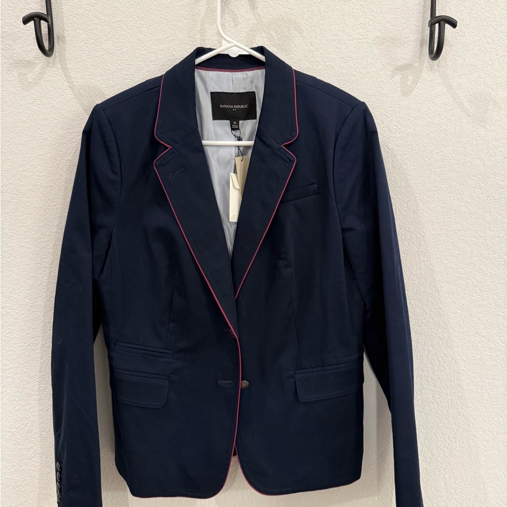 Banana Republic Dark Blue Blazer with Pink Piping